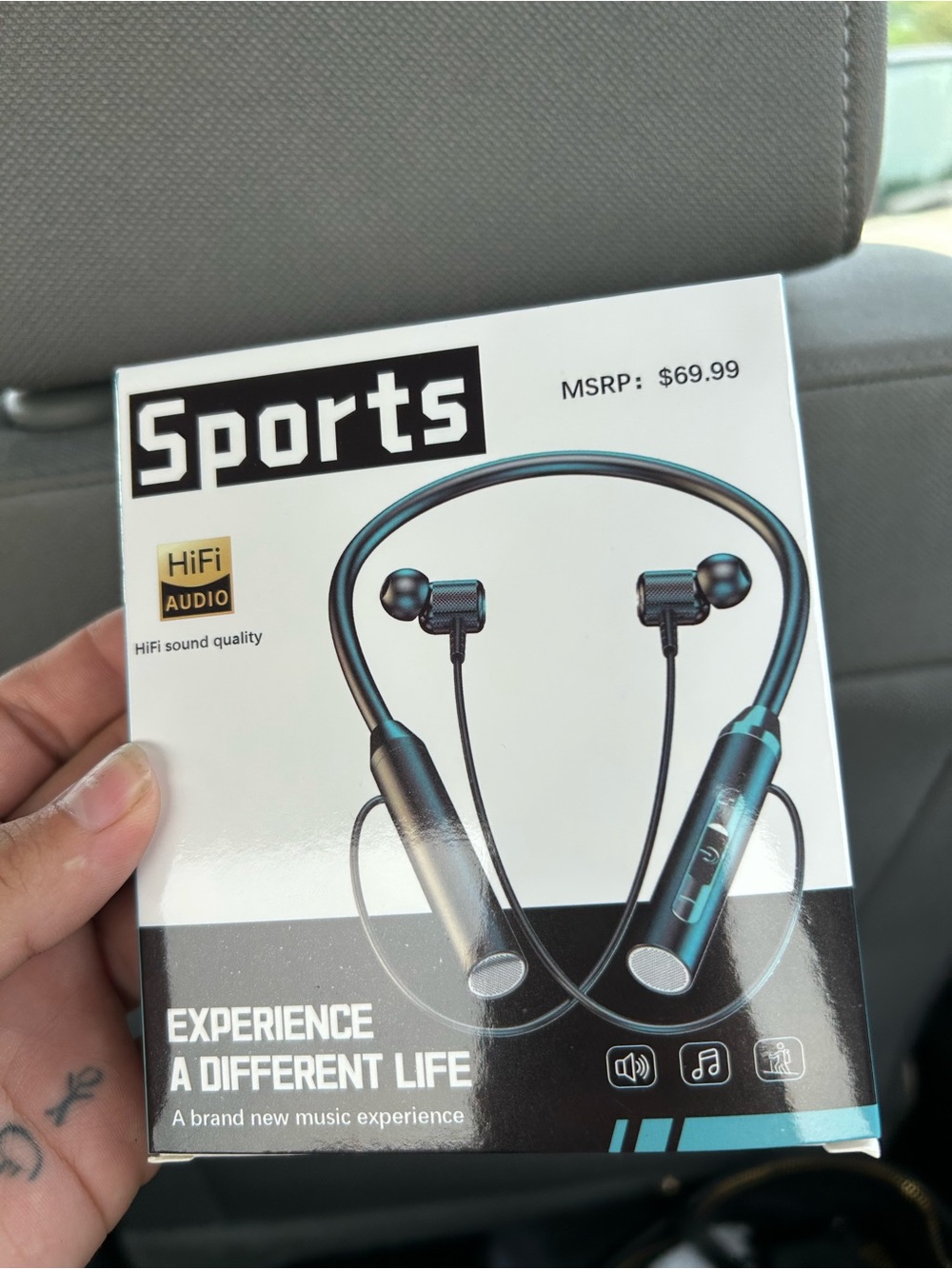 Bluetooth Neckband Earbuds in box - Wireless HiFi Audio